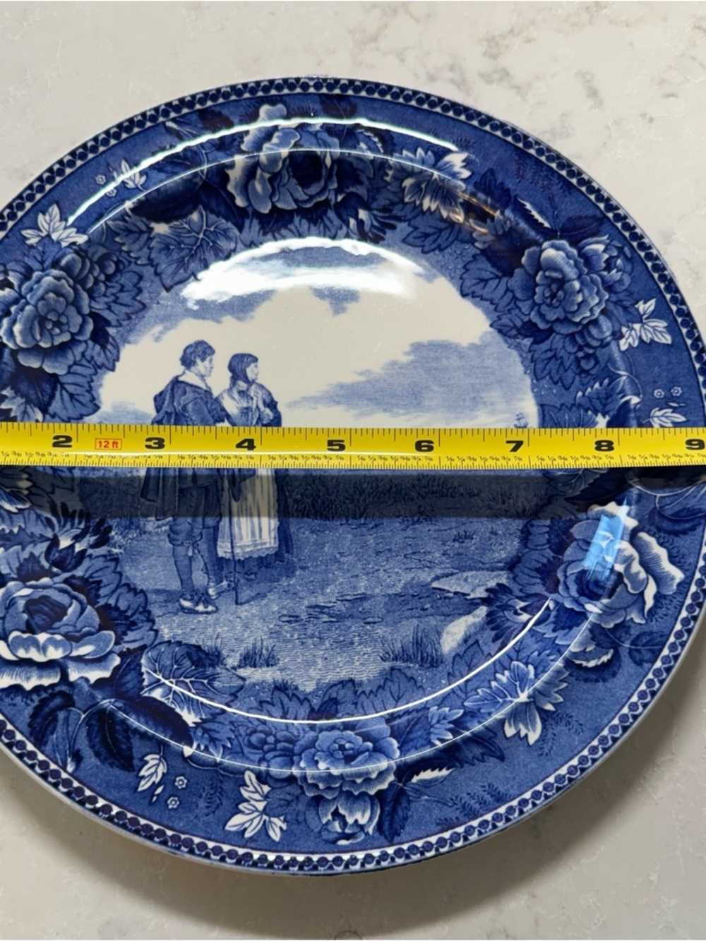 Wedgwood Blue and White Transferware Plate with Romantic Pastoral Scene - Picture 4 of 4